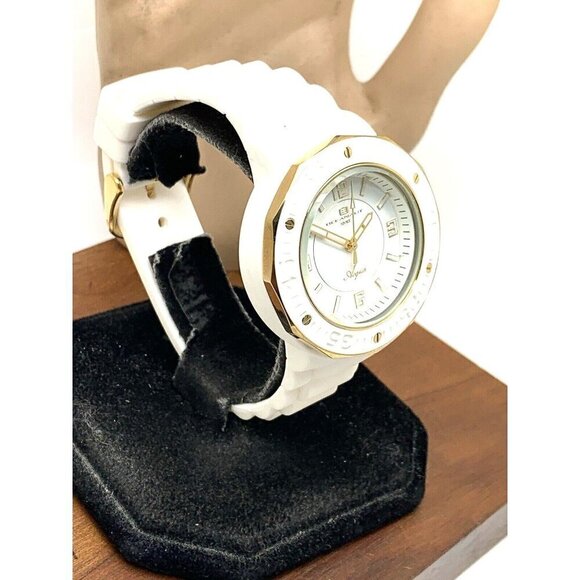 Oceanaut Women\'s Watch OC0216 Quartz Acqua Gold White Rubber Band 41mm